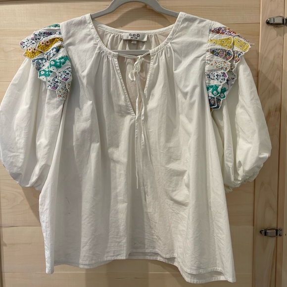 Sea New York White Blouse with Multicolor Accents - Picture 1 of 2